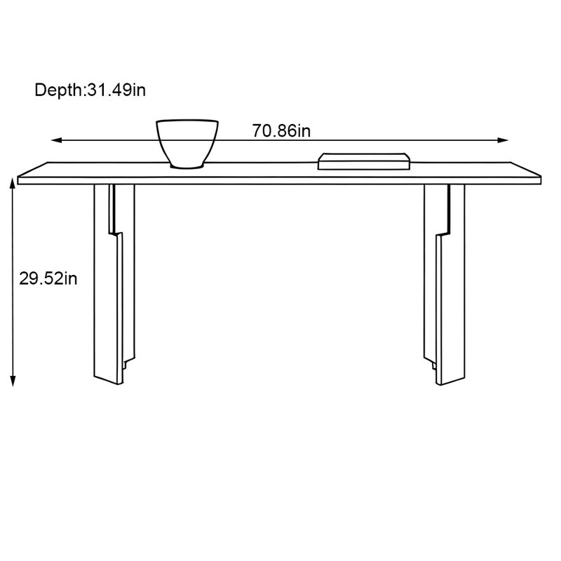 Fully support rectangular modern dining table, 29.52"H x 70.86"L x 31.49"W