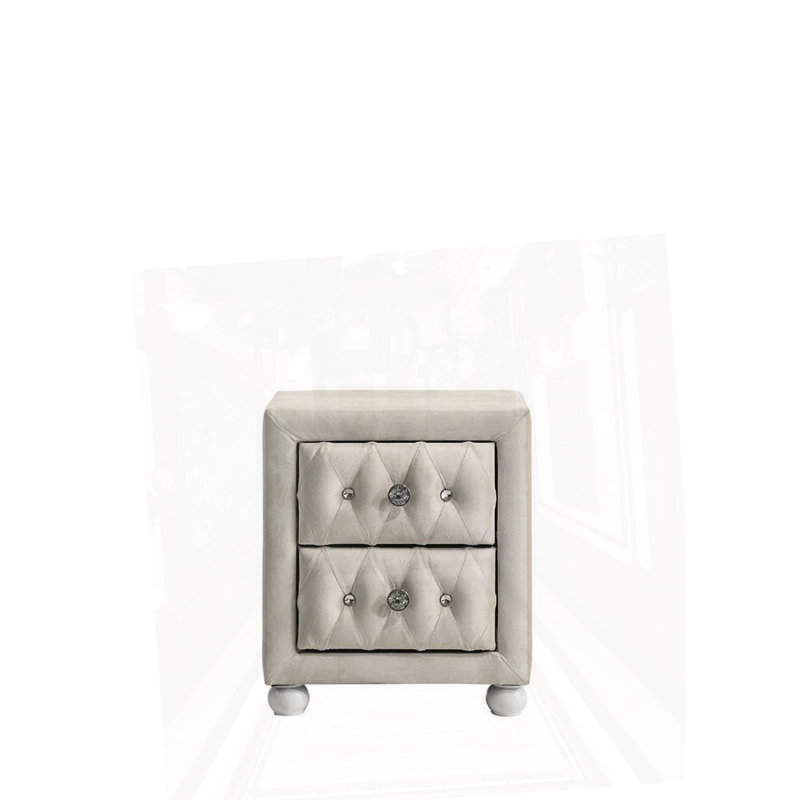 Table de chevet beige en tissu