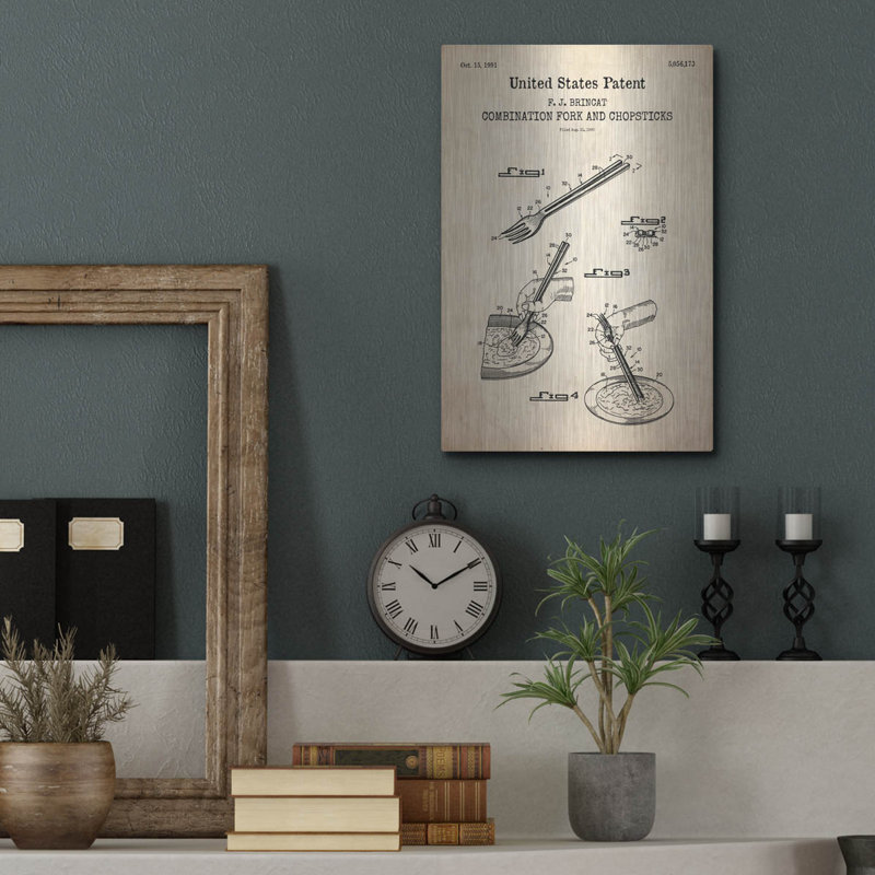 «Chopsticks Blueprint Brevet Parchment» par Patents, H 16 po x l 12 po