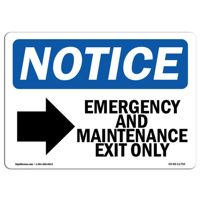 Emergency and Maintenance Exit Sign with Symbol