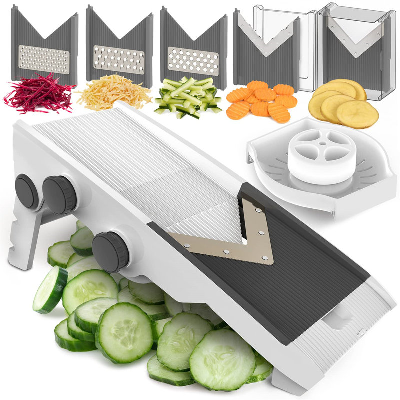 Multi Blade Adjustable Mandoline Cheese/Vegetable Slicer, Cutter, Shredder With Precise Maximum Adjustability