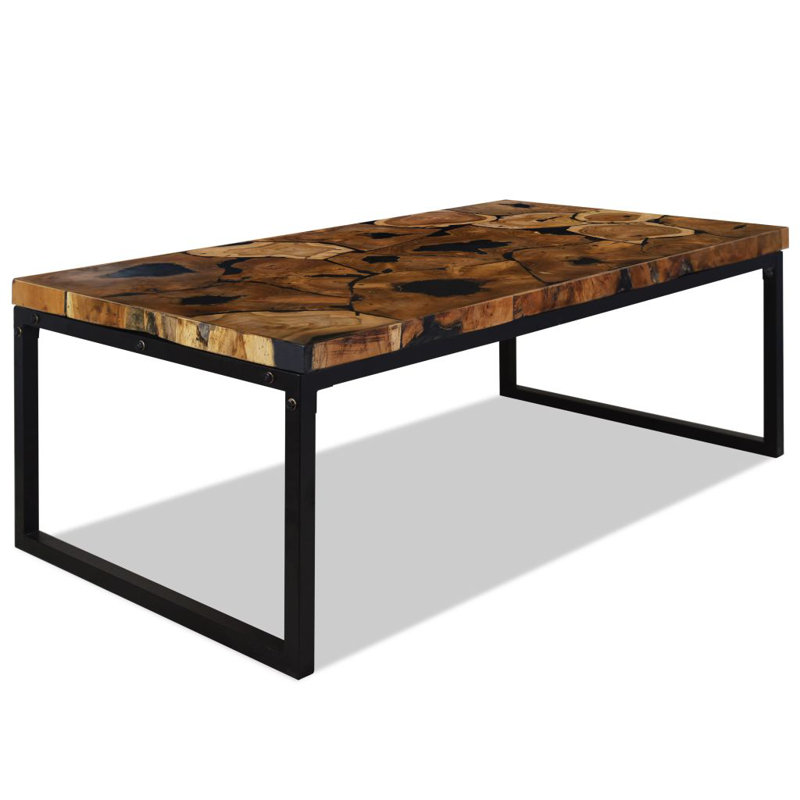 vidaXL Coffee Table End Table Side Table Living Room Furniture Teak Resin, Black, 43.3"