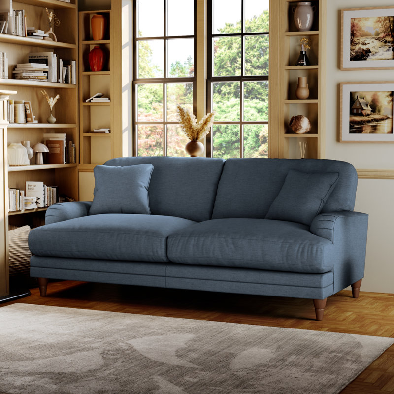 Adaku 3 Seater Sofa , Marine, Burnished Beech