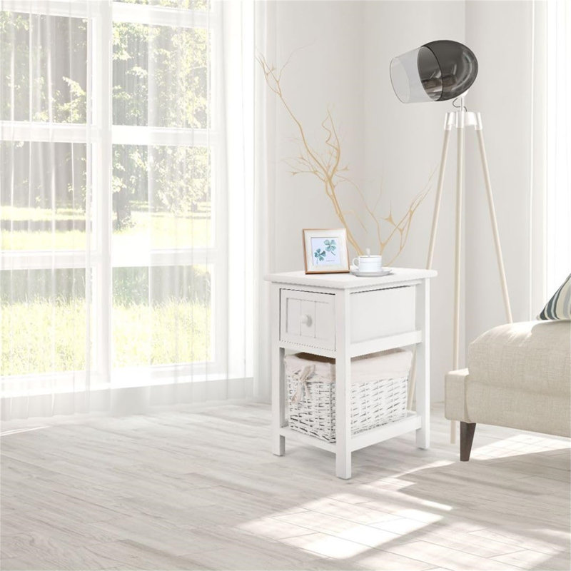 Byrnes 28cm W Manufactured Wood Bedside Table, White
