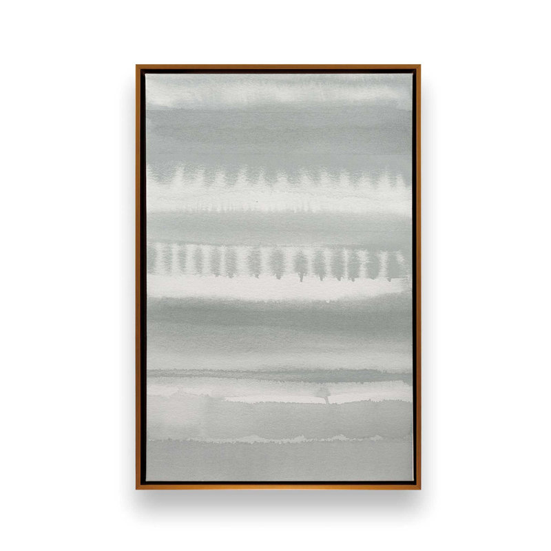 Toile tendue à rayures douces dégradées, H 36,75 po x l 24,75 po x P 1,75 po, Cadre flottant or poli