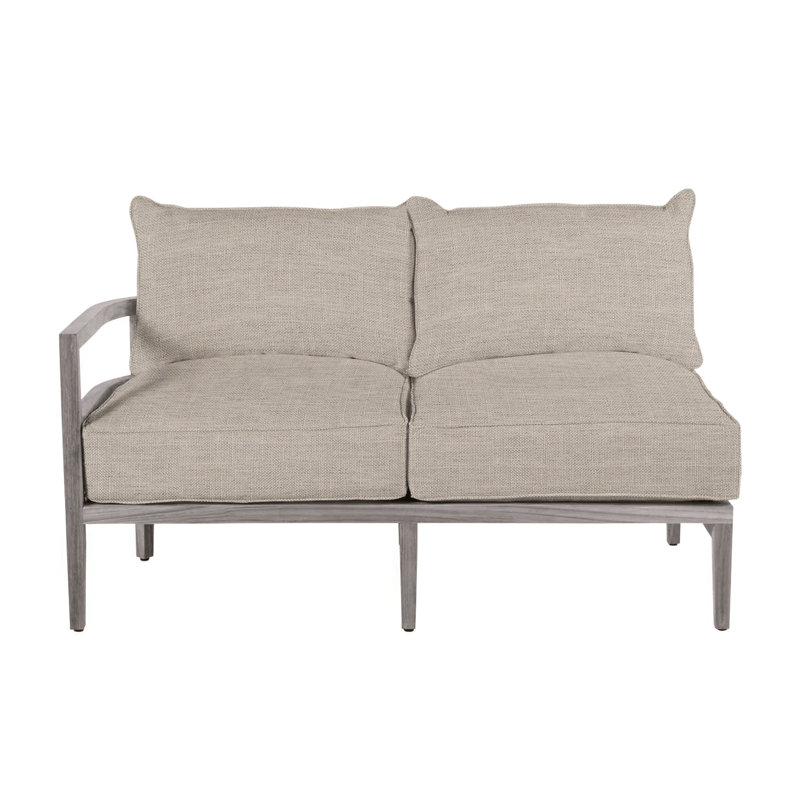 Santa Barbara Teak Left Arm Facing - Oyster, Dove Sunbrella® Linen, No welt + Standard fill, Oyster Teak