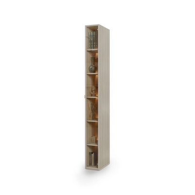 Charlie Ch-12 Bookcase 25 cm in Cashmere - Slim Display with Optional Glass & LED