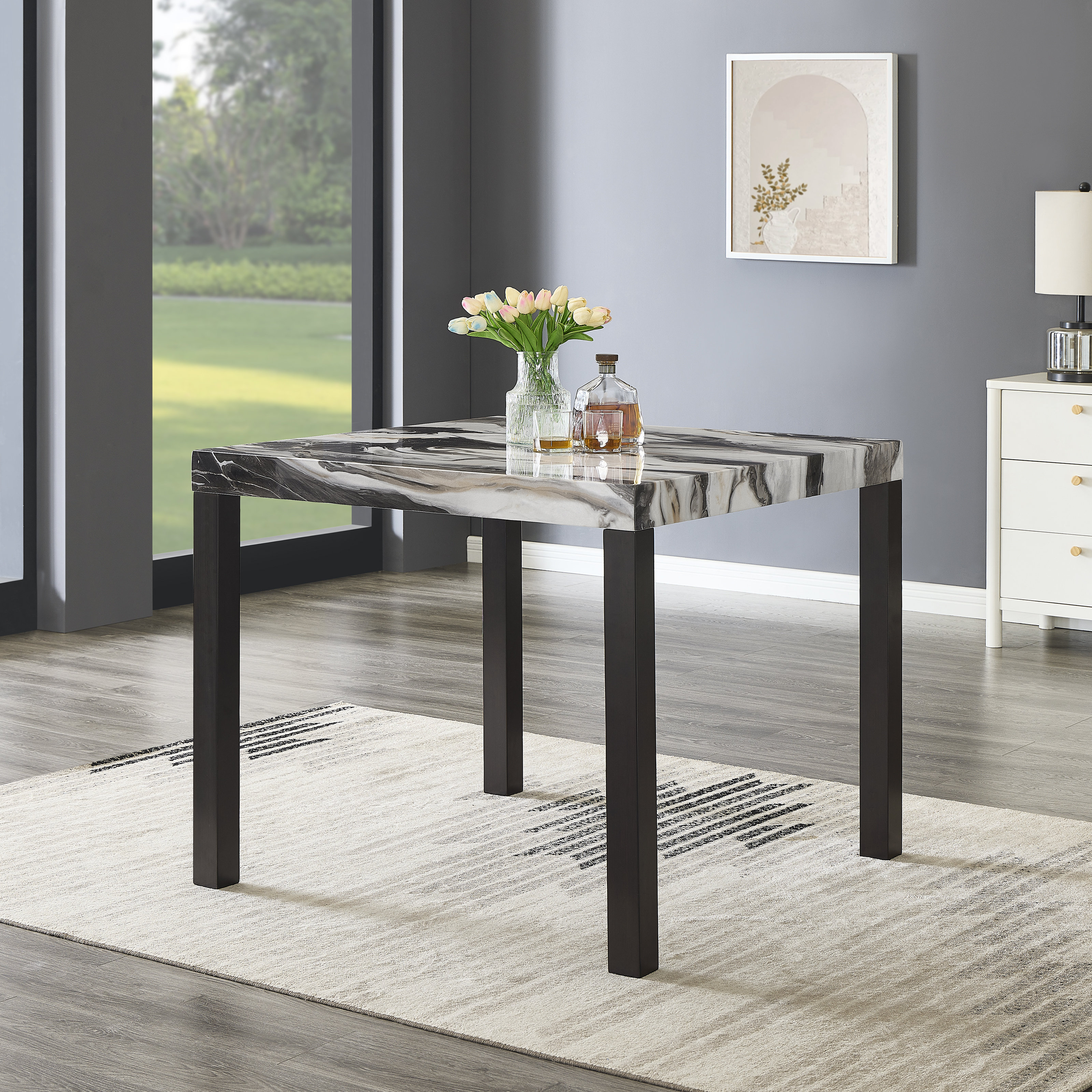 Lark Manor™ Oxalide Modern Faux Marble Counter Height Dining Table ...