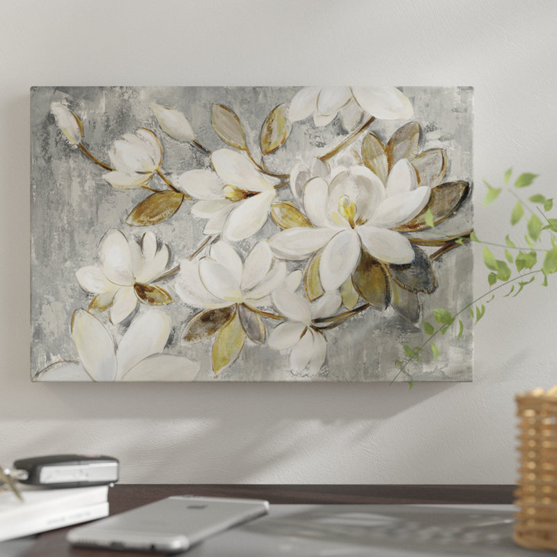 " Magnolia Simplicity " by Silvia Vassileva, 18" H x 26" W, Wrapped Canvas, No Frame