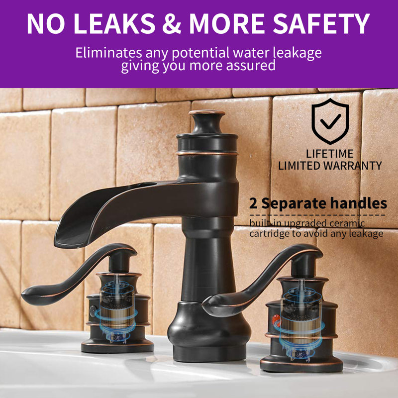 Widespread Bathroom Faucet with Drain Assembly, Oil Rubber Bronze