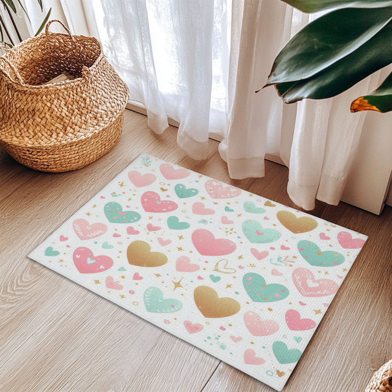 Tapis tressé Sweet Love Doodles, Rectangulaire 3 pi x 5 pi