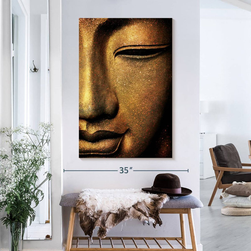 " Golden Buddha Face " by NirvanaDesigns, 39" H x 26" W x 1.25" D