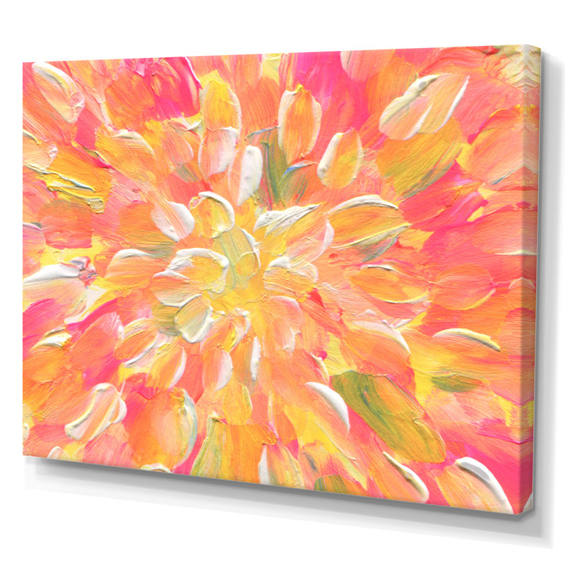 " Orange And Yellow Abstract Blossoming " Painting Print, 12'' H x 20'' W x 1'' D, Wrapped Canvas