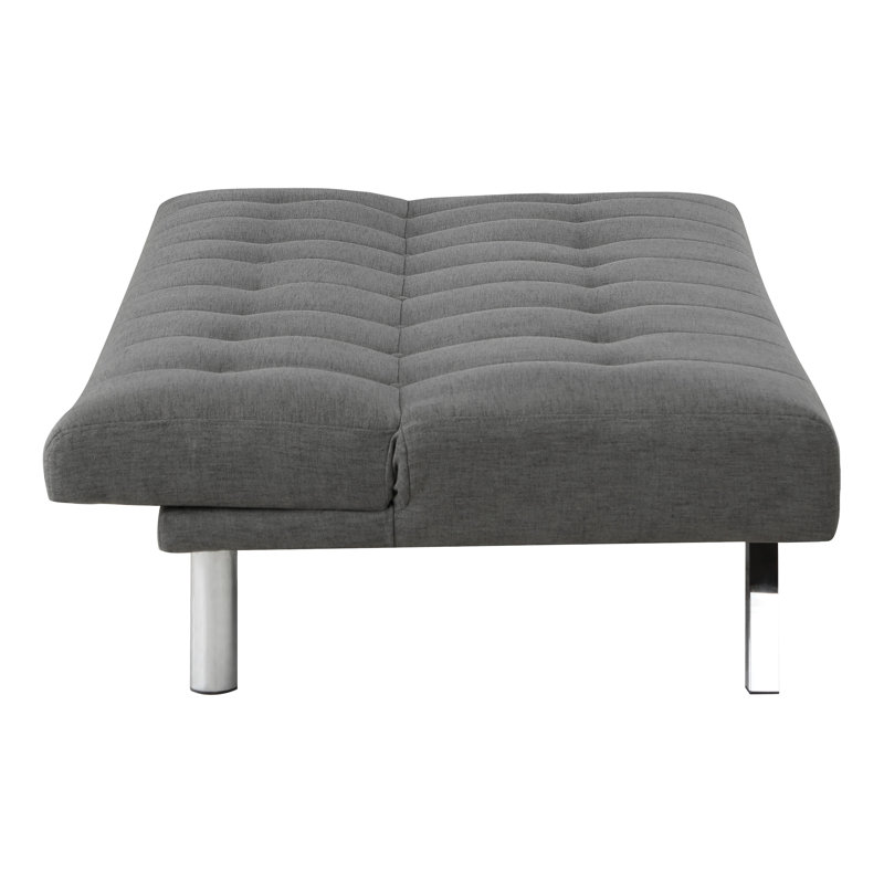 Canapé-lit double à dossier capitonné Sawyer, Mélange de polyester gris, Mélange de polyester