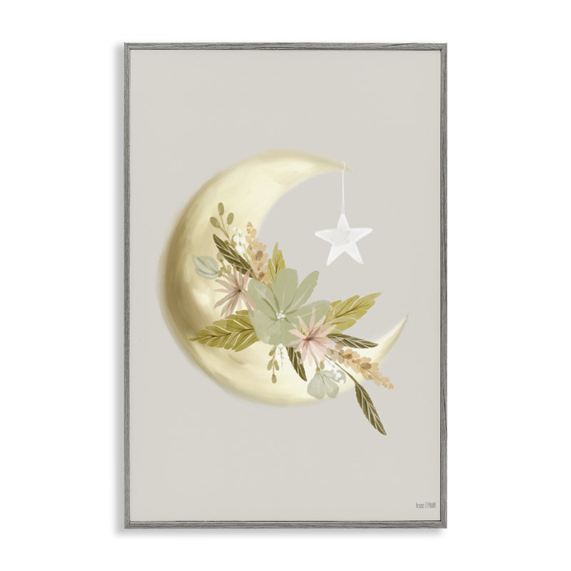 Lune avec fleurs, estampe numérique encadrée par House Fenway, Estampe numérique Farmhouse, H 30 po x l 20 po