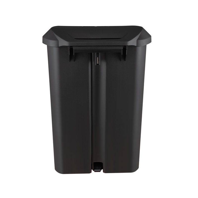 Plastic Step On Trash Can - 13 Gallons, Black