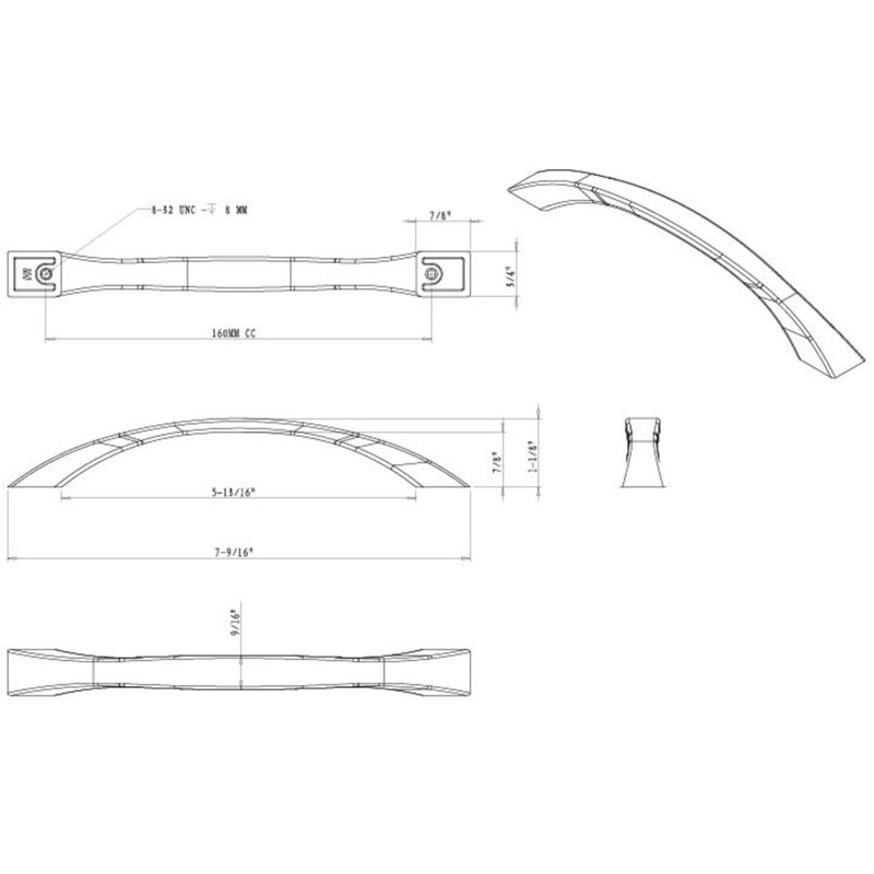 Philip Arch Pull, Brushed Pewter, 3 3/4"