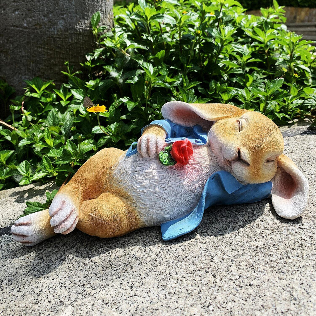 Garden Statue Rabbit, Easter Bunny Outdoor Art Decoration Animal Statue, Christmas Statue Decoration (Blue)
