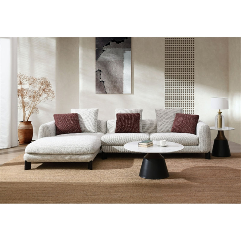 Canapé modulaire en tweed marron et beige Mardi avec 3 coussins Mardi