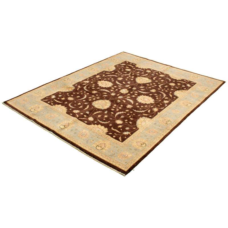 Tapis de bois one-of-kind à la main noué la 2010 ushak brun foncé 8 pi x 10 pi 3 po Aerin