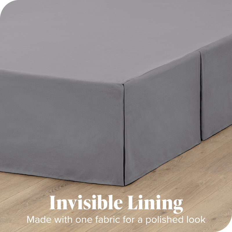 Gray Twin Polyester Pleated Bed Skirt with 15" Drop
