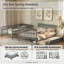 Lit simple superposé au dessus d'un lit double avec lit gigogne simple, rangement et garde-corps, gris-1086357711