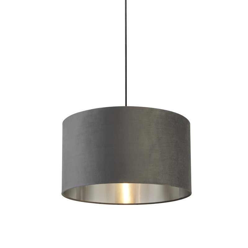 Velvet, Plastic And Mild Steel Traditional, 28 cm H x 50 cm W x 50cm D, Dark Grey/Brushed Silver