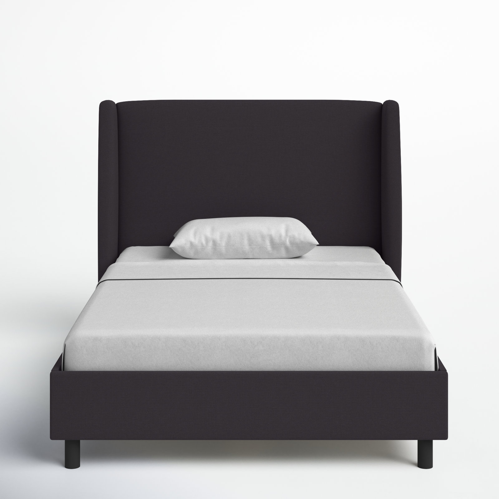 Tilly Linen Upholstered Wingback Bed, King, Classic Black Linen