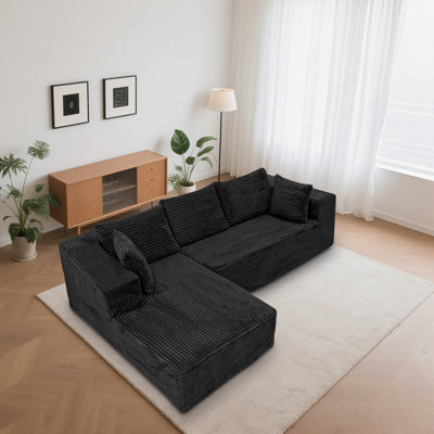 2 - Piece No Assembly Required Living Room Set, Upholstered L Shape Sofa With Chaise Lounge