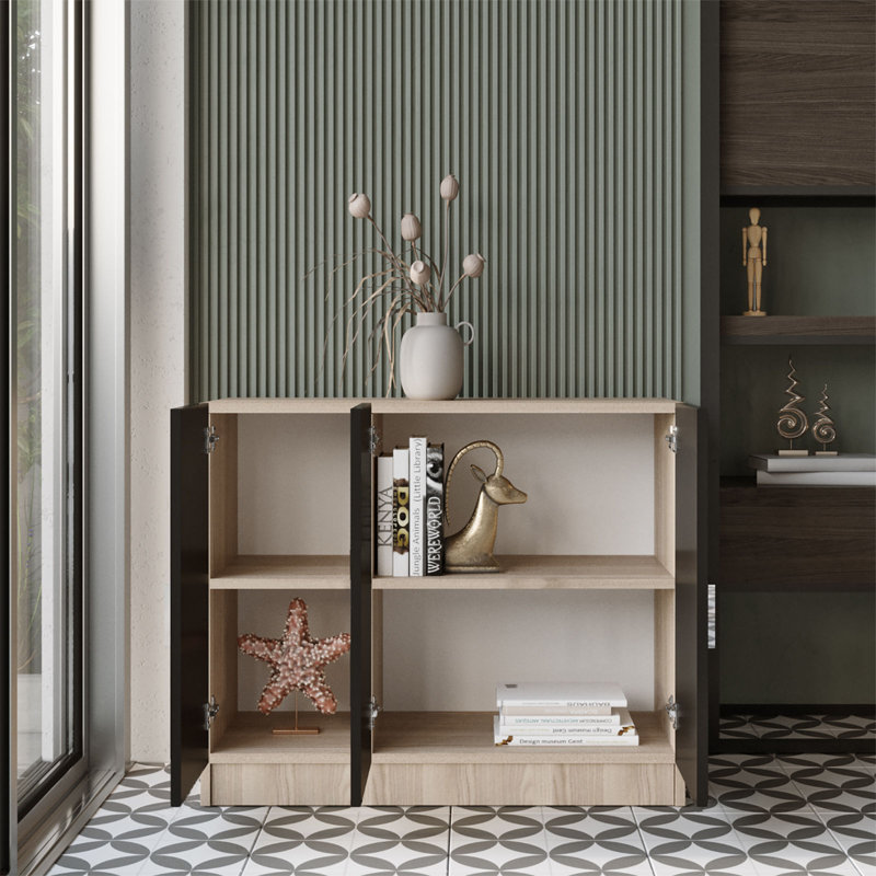 Cayhlin 73.8cm Kitchen Pantry, Oak/Black