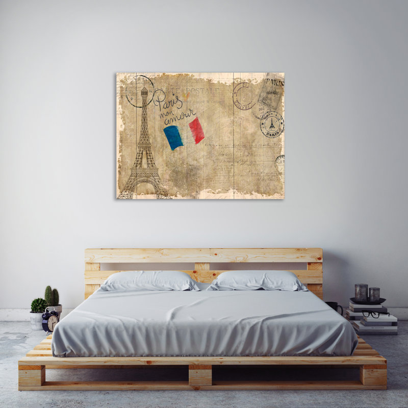 Postcard Paris by Kimberly Allen - Wrapped Canvas Print, 30cm H x 41cm W x 4cm D