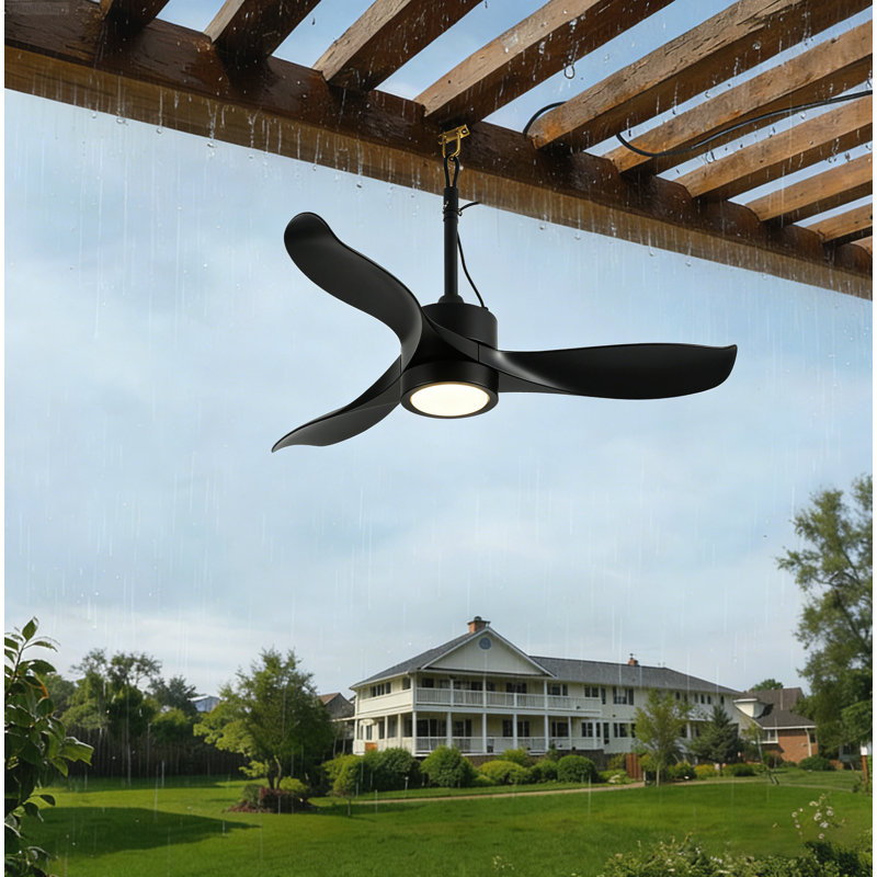 Ventilateur de plafond moderne réversible à 6 vitesses avec moteur à courant continu et sans hélice, noir mat, Noir mat