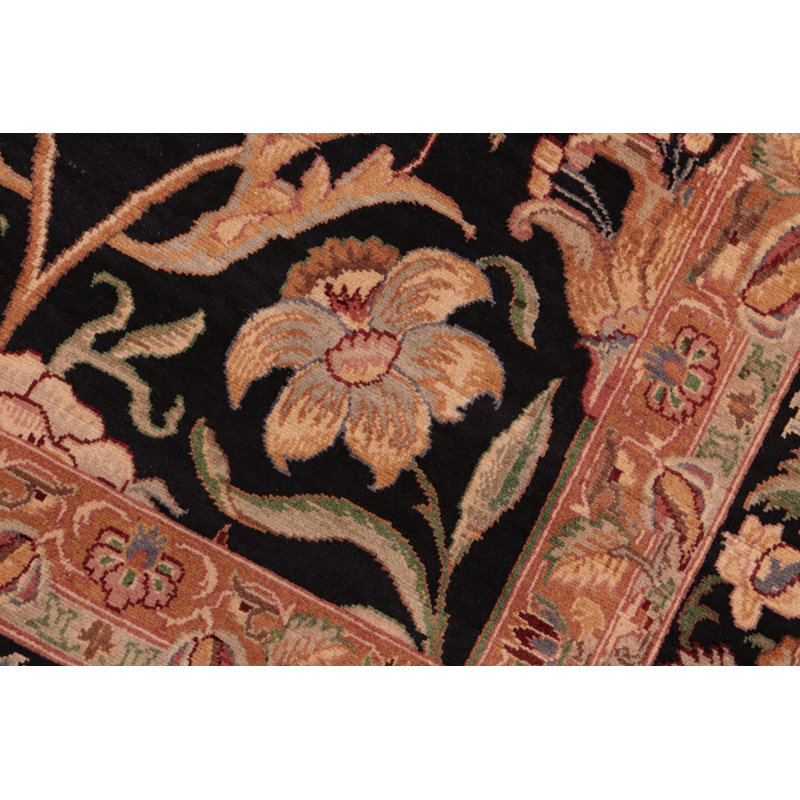Tapis oriental noir / vert / rouille en laine noué à la main 8 pi 1 po x 10 pi 1 po Pacificia