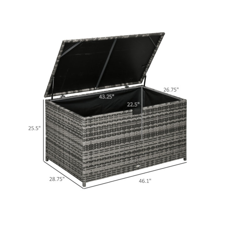 Outsunny 113 Gallon Deck Box, Rattan Outdoor Storage Box, Waterproof Storage Container for Indoor, Patio Furniture Cushions, Pool Supplies, Garden Tools, Brown