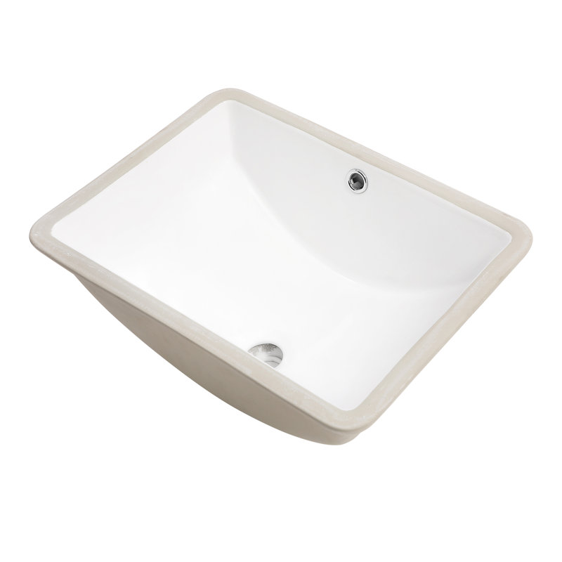 Lavabo de meuble-lavabo rectangulaire en céramique - blanc pur, bol profond, durable en porcelaine blanche rectangulaire, fabrication