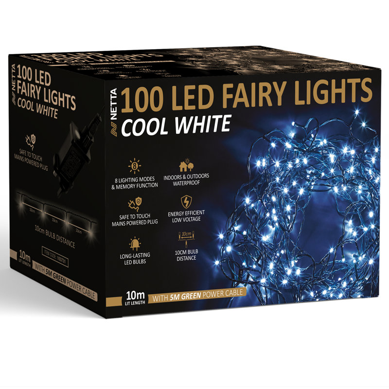 NETTA 100 LED Fairy Indoor / Outdoor String Lights, Cool White