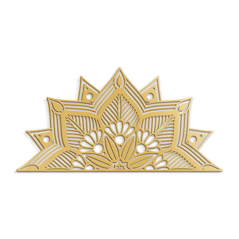 Décoration murale en métal fleur abstraite moderne minimaliste, H 18,36 po x l 36 po x P 0,05 po, Doré