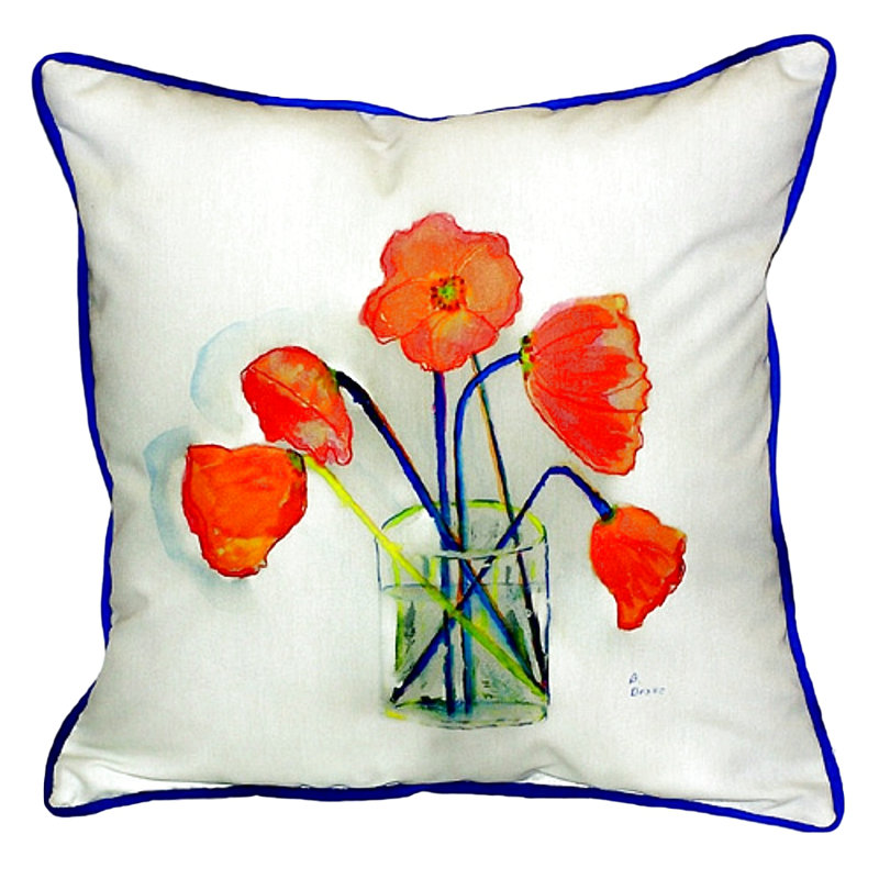 Poppies In Vase Outdoor Throw Pillow
