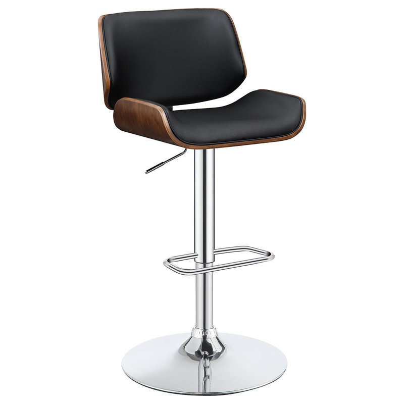 Black And Chrome Adjustable Bar Stool