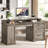 Farmhouse Executive Desk With Drawers, Computer Desk With File Cabinet And Side Bookshelf, Writing Gaming Desk With Monitor Stand & Charging Station-114236115