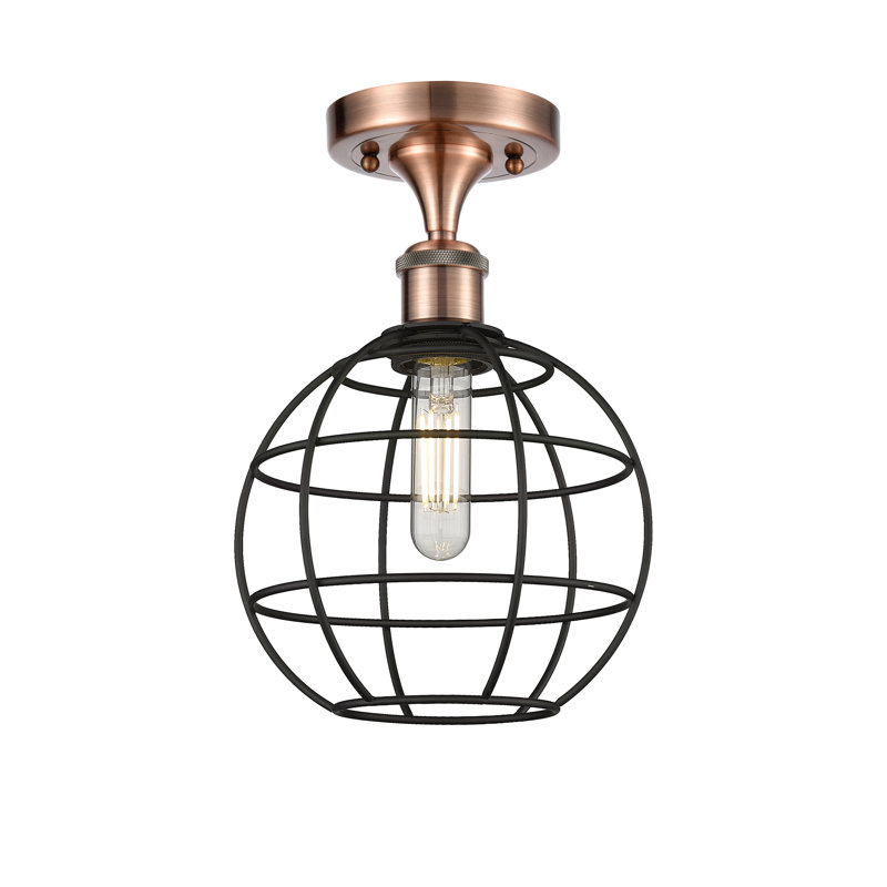 Ariyauna Semi Flush Mount, 12" H x 8" W x 8" D, Antique Copper
