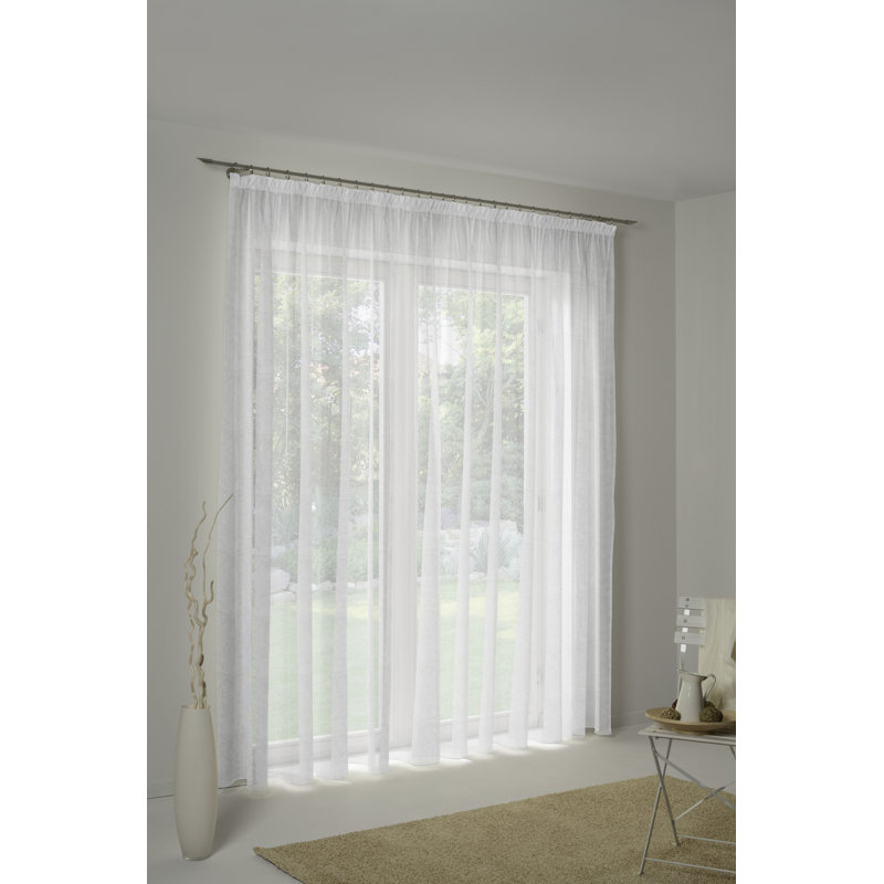 Siu Pencil Pleat Semi Sheer Curtain, 750 W x 225 D cm, Champagne