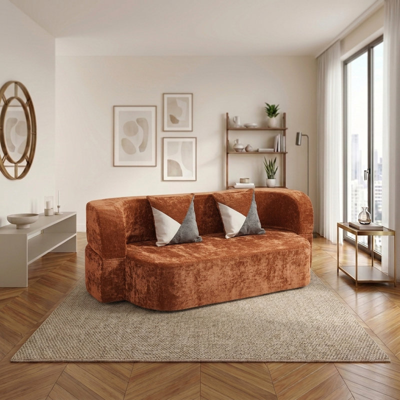 Canapé-lit convertible 78,74 po - Canapé moderne sans os, tissu moelleux, mousse haute densité, sans assemblage, oreillers