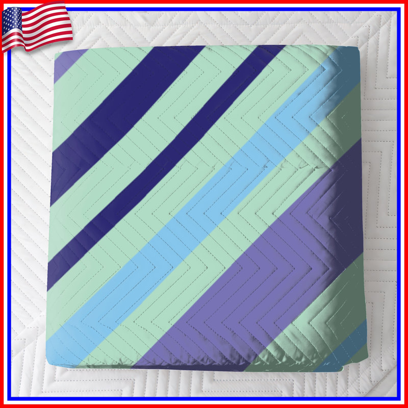 Blue Purple Stripes Quilted Bedspread All Sizes, Full / Double