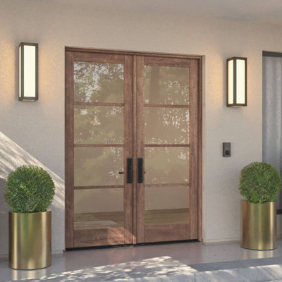 G10402-SW-96 | Porte double 96 po, extérieur pré-suspendu RTA, SDL 4 Lite, bois d'acajou brut