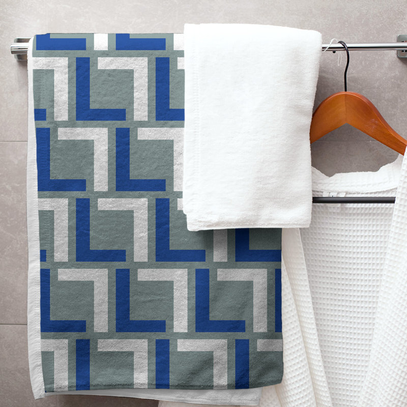 Serviette de bain, Silver Green/Royal Blue/White