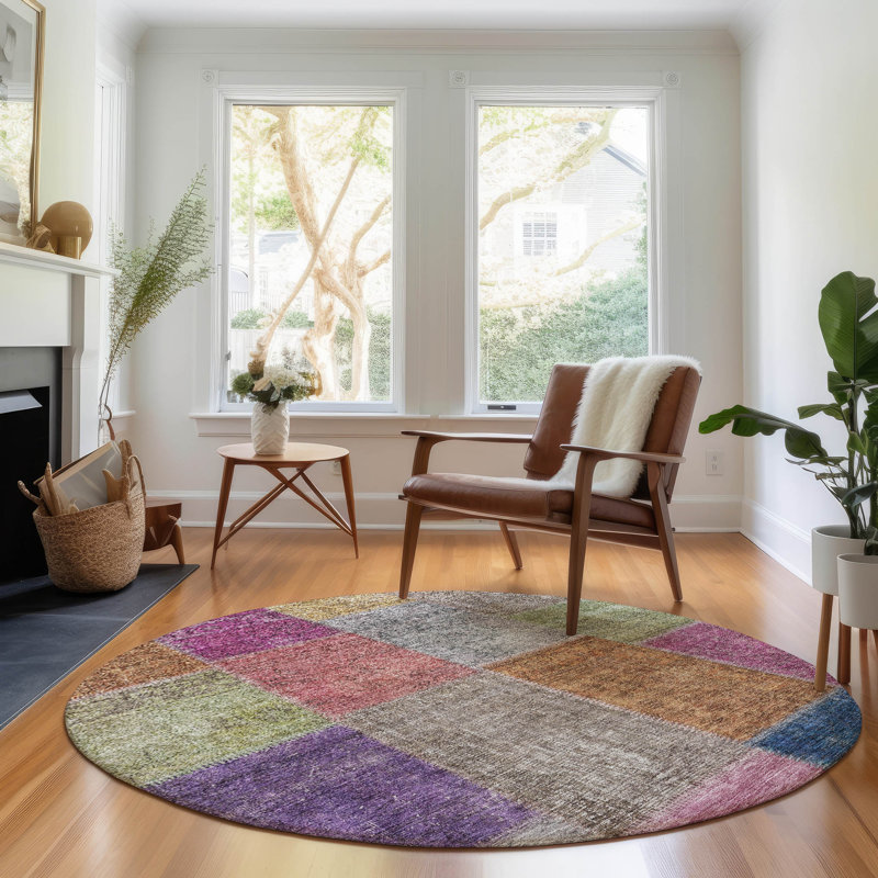 Premium Machine Washable Prisco Copper Rug, Round 8'