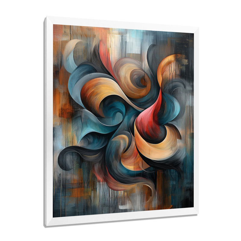 Nykeema - Abstract Wall Art Living Room, H 20 po x l 12 po, Picture Framed, Blanc