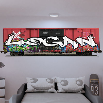 Personalized Graffiti Railway Wagon Name Wall Decal - Personalized Wall Sticker - Room Decor