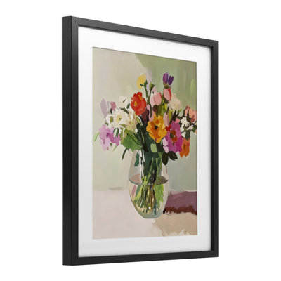Cheerful Garden Bouquet Framed Print Under Glass, design by Riley B